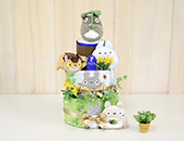 トトロのおもちゃ&タオル付きおむつケーキ
